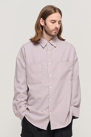 WESTERN GINGHAM OVER CHECK SHIRT (PURPLE)