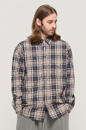 SLIM QUILTING POINT CHECK SHIRT (NAVY)