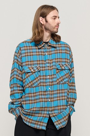 CB TWO POCKET OVER CHECK SHIRT (BLUE)