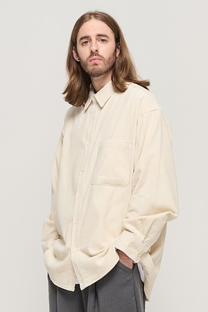 Y2K STYLE CORDUROY OVER SHIRT (IVORY)