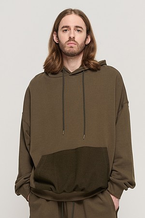 Y2K STYLE BASIC OVERSIZED HOODIE T-SHIRT (KHAKI)