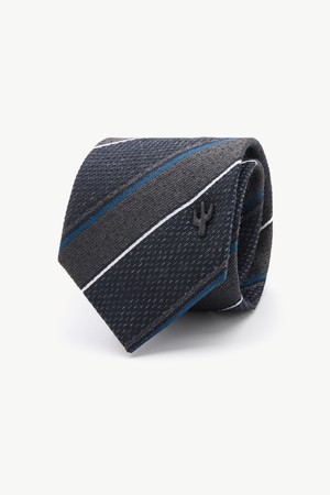블루 스트라이프 넥타이 그레이