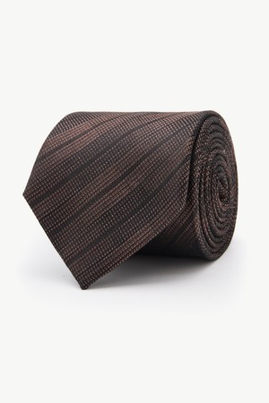 [BLACK LABEL] 스트라이프 실크 넥타이 브라운