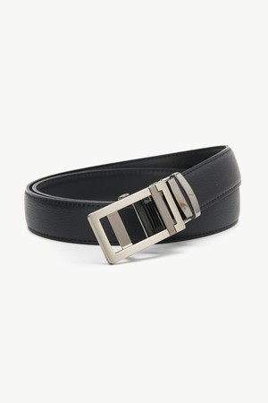 심플 스퀘어 절개 분체 자동 벨트 블랙