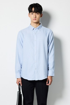 플란넬 스몰체크 셔츠_블루 (레귤러핏)