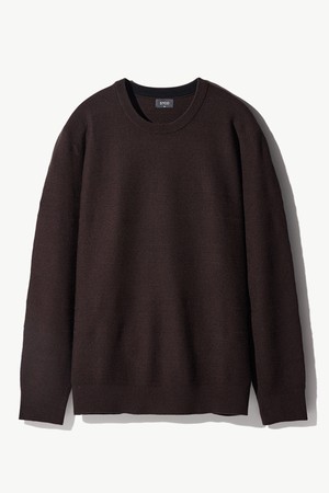 찰떡_가로조직 라운드 니트 브라운 (베이직핏)