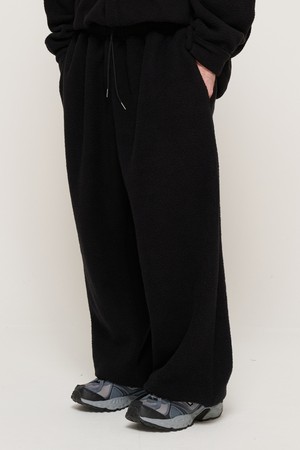 TEDDY OVER FLEECE WIDE STRING PANTS (BLACK)