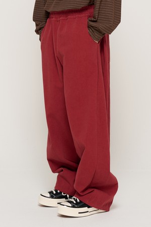 BIO COTTON  CURVED BANDING PANTS (WINE)