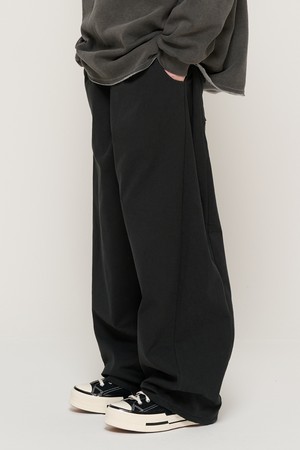 BIO COTTON  CURVED BANDING PANTS (BLACK)