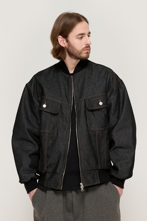 NON-FACE DENIM BLOUSON WORK JUMPER (BLACK)