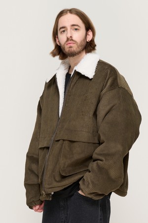 CORDUROY TRACKER WOOL WOLK JUMPER (KHAKI)