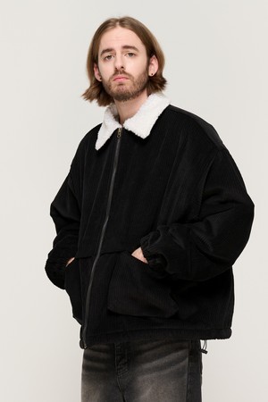 CORDUROY TRACKER WOOL WOLK JUMPER (BLACK)