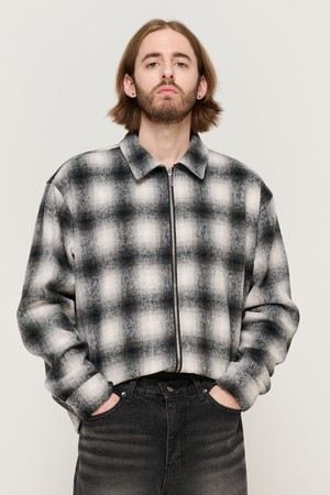 WOOL PLAID 2-WAY  SHIRT (BLACK)