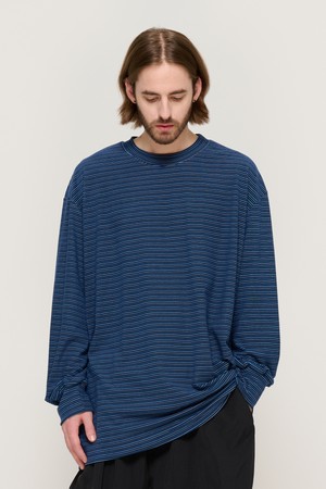 LINE NAPPING STRIPE LONG SLEEVE TEE (NAVY)