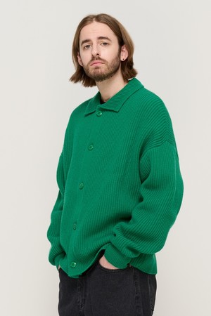 BUTTON POINT KNIT CARDIGAN (GREEN)