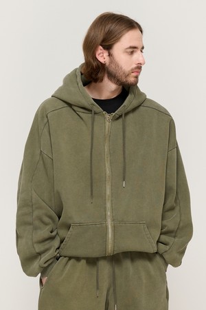 PIGMENT DYING HOOD ZIP-UP (KHAKI)