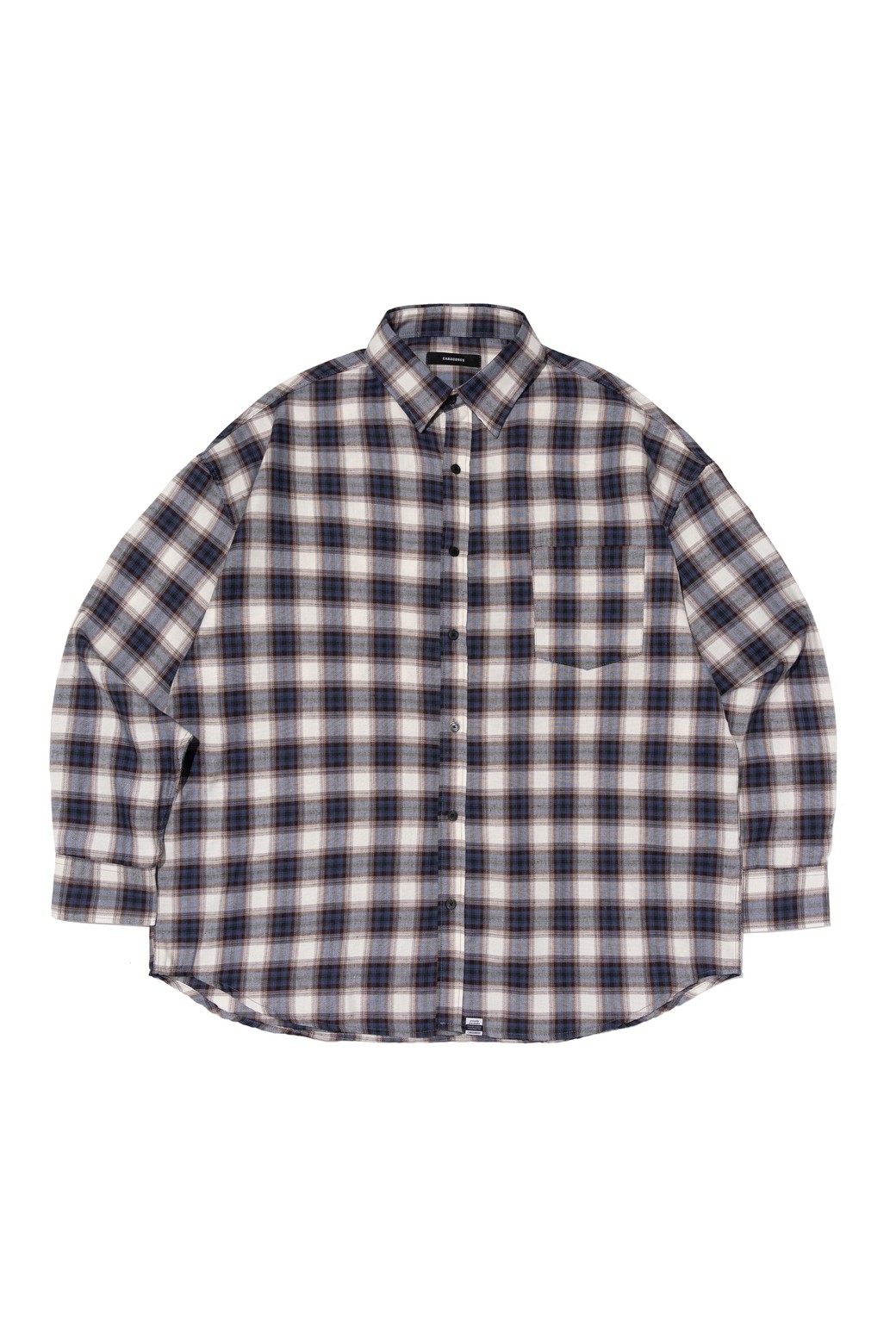 CARGOBROS - 긴팔셔츠 - VINTAGE POCKET OVERSIZED CHECK SHIRT (NAVY)