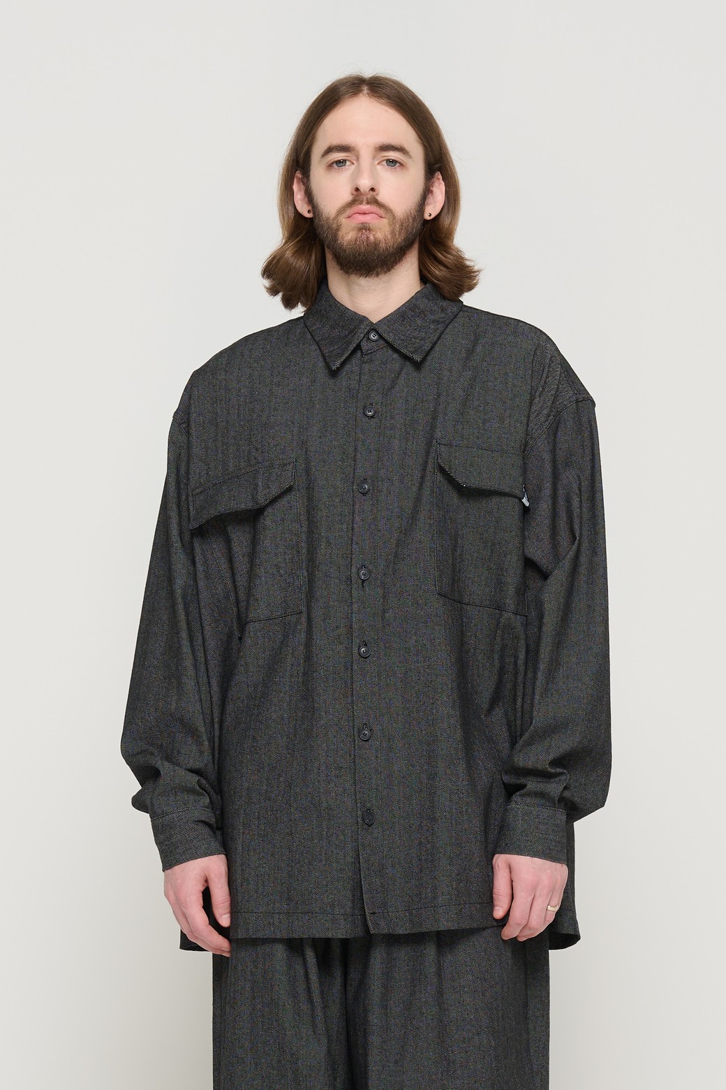 CARGOBROS - 긴팔셔츠 - NONFADE POCKET OVERSIZED SHIRT (BLACK)