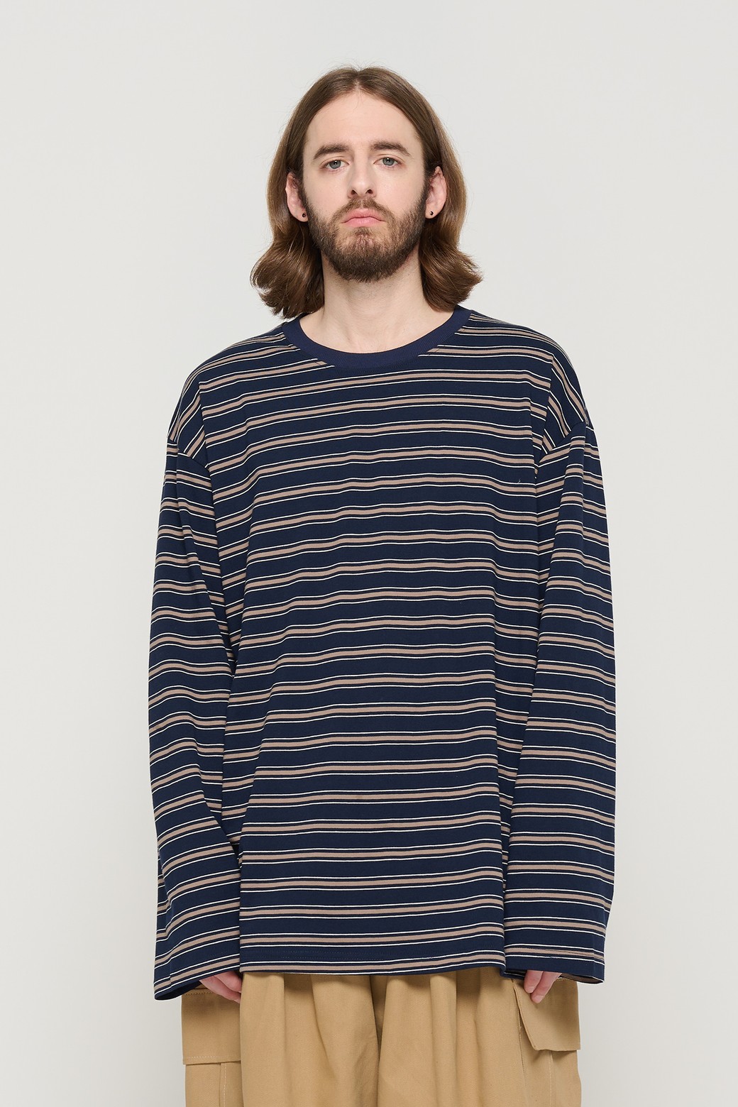 CARGOBROS - 긴팔티셔츠 - CITY OVER STRIPE T-SHIRT (NAVY)