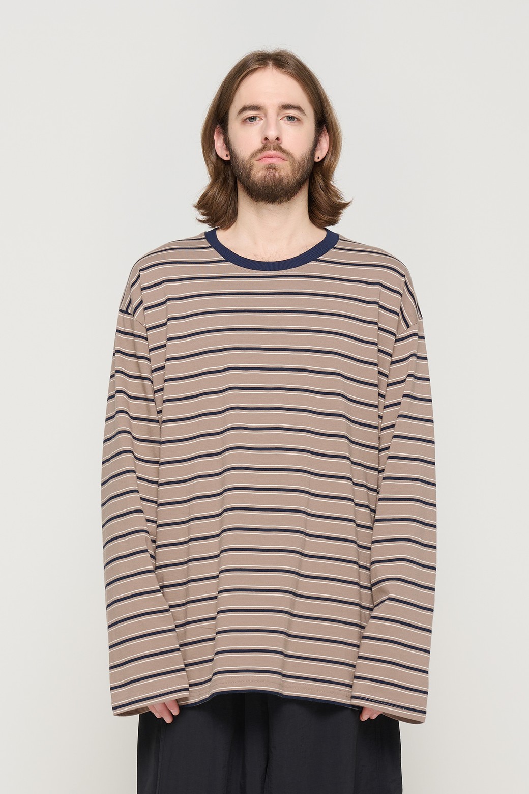 CARGOBROS - 긴팔티셔츠 - CITY OVER STRIPE T-SHIRT (BROWN)