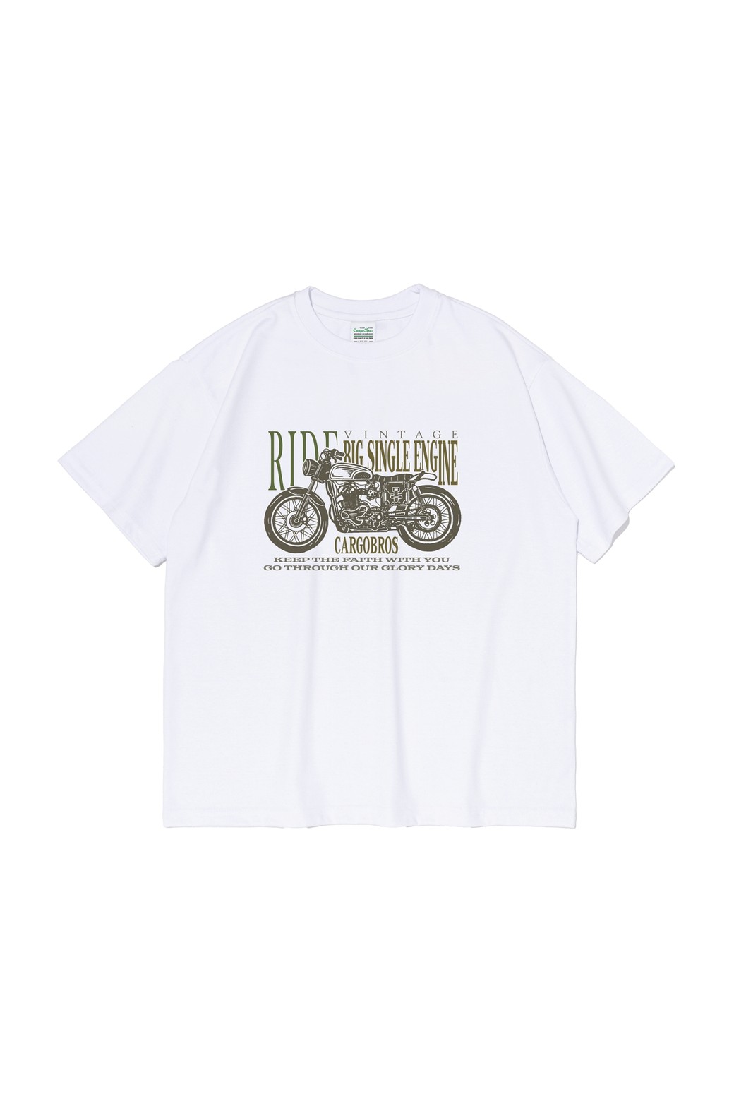 CARGOBROS - 반팔티셔츠 - BIKE RIDER PRINTING OVER SHORT SLEEVE T-SHIRT (WHITE)