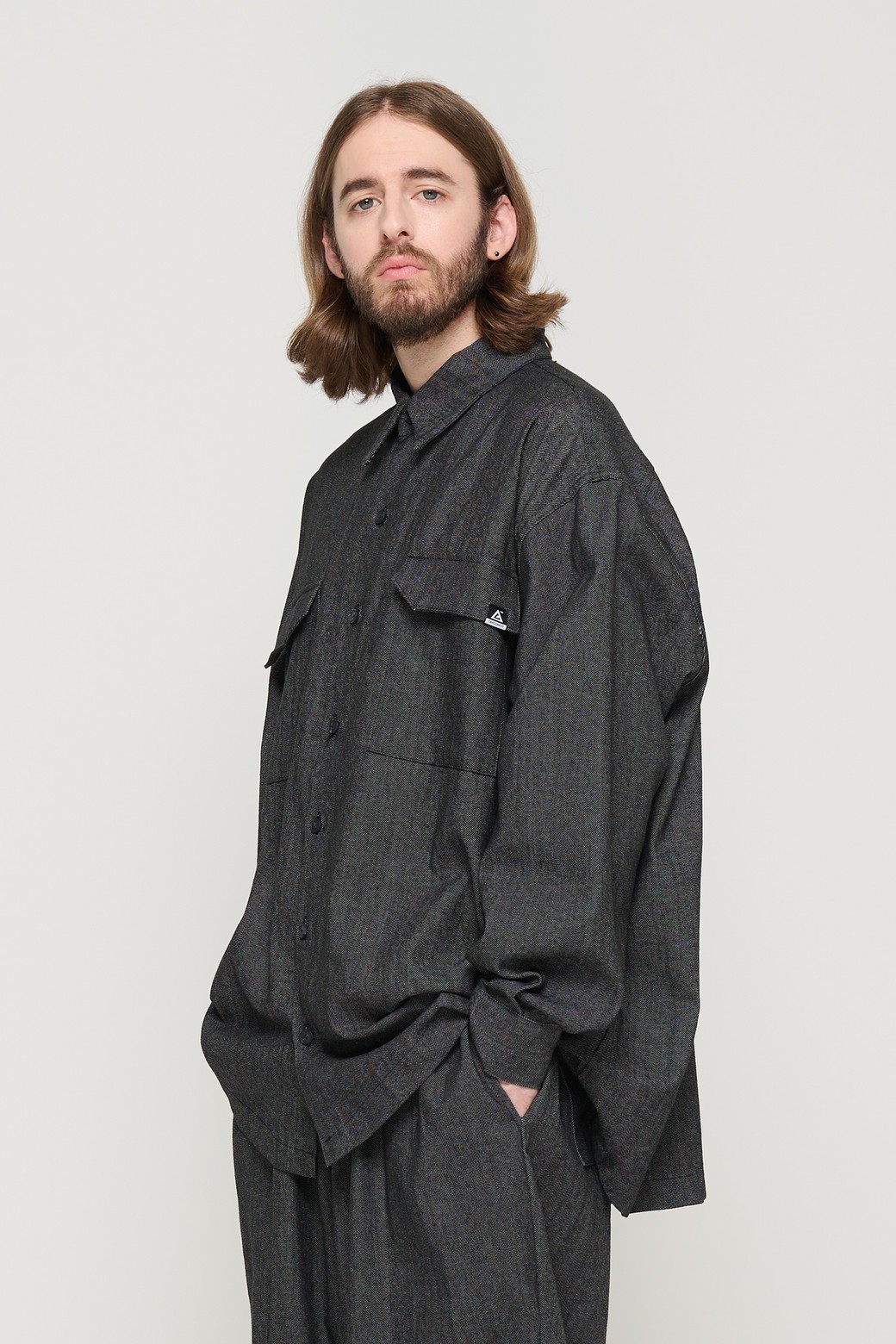 CARGOBROS - 긴팔셔츠 - NONFADE POCKET OVERSIZED SHIRT (BLACK)