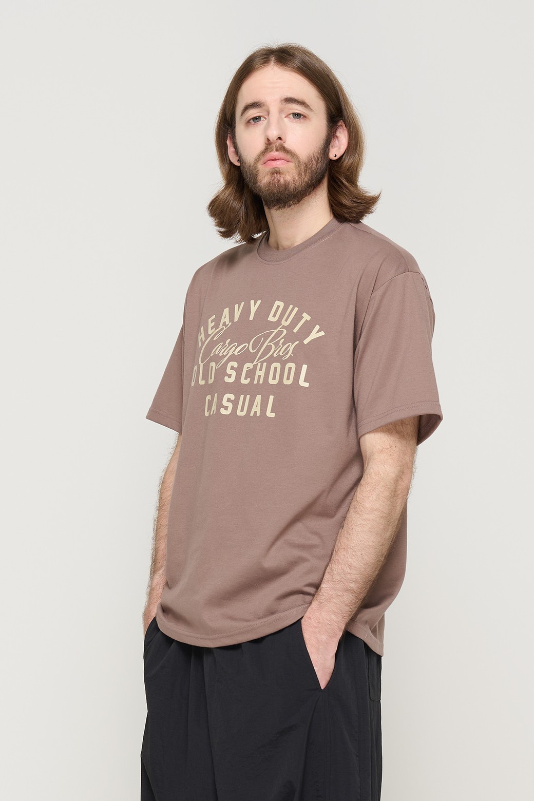 CARGOBROS - 반팔티셔츠 - OLD SCHOOL LOGO OVER SHORT SLEEVE T-SHIRT (MOCHA)