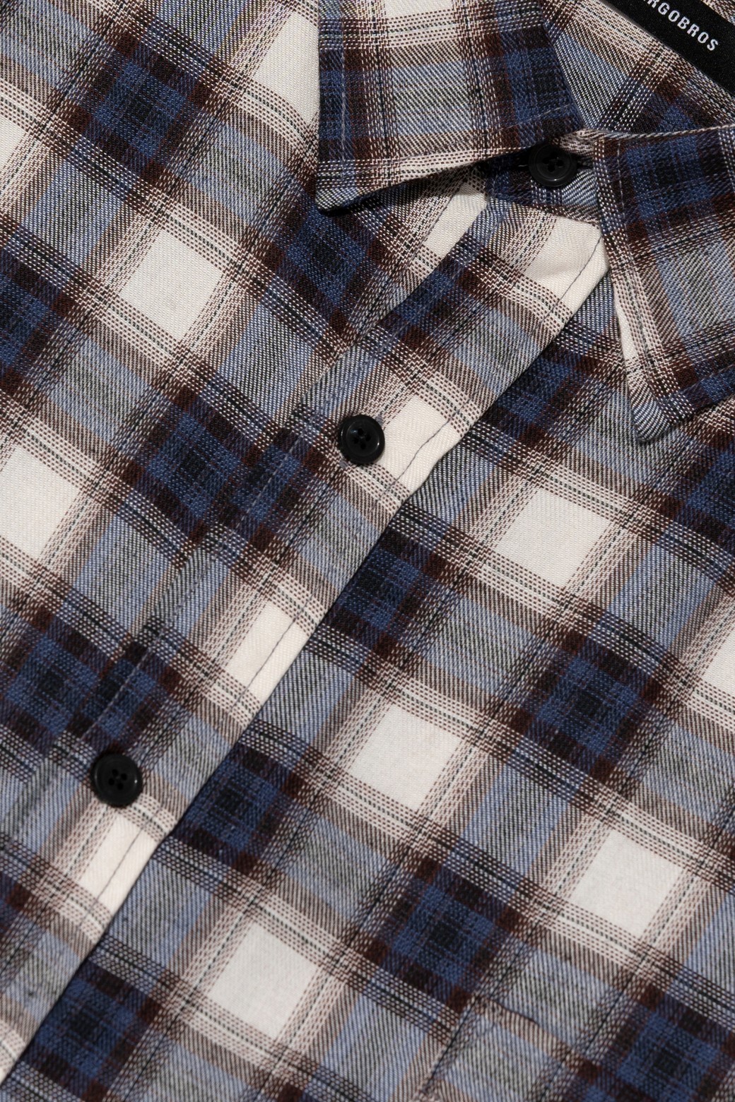 CARGOBROS - 긴팔셔츠 - VINTAGE POCKET OVERSIZED CHECK SHIRT (NAVY)