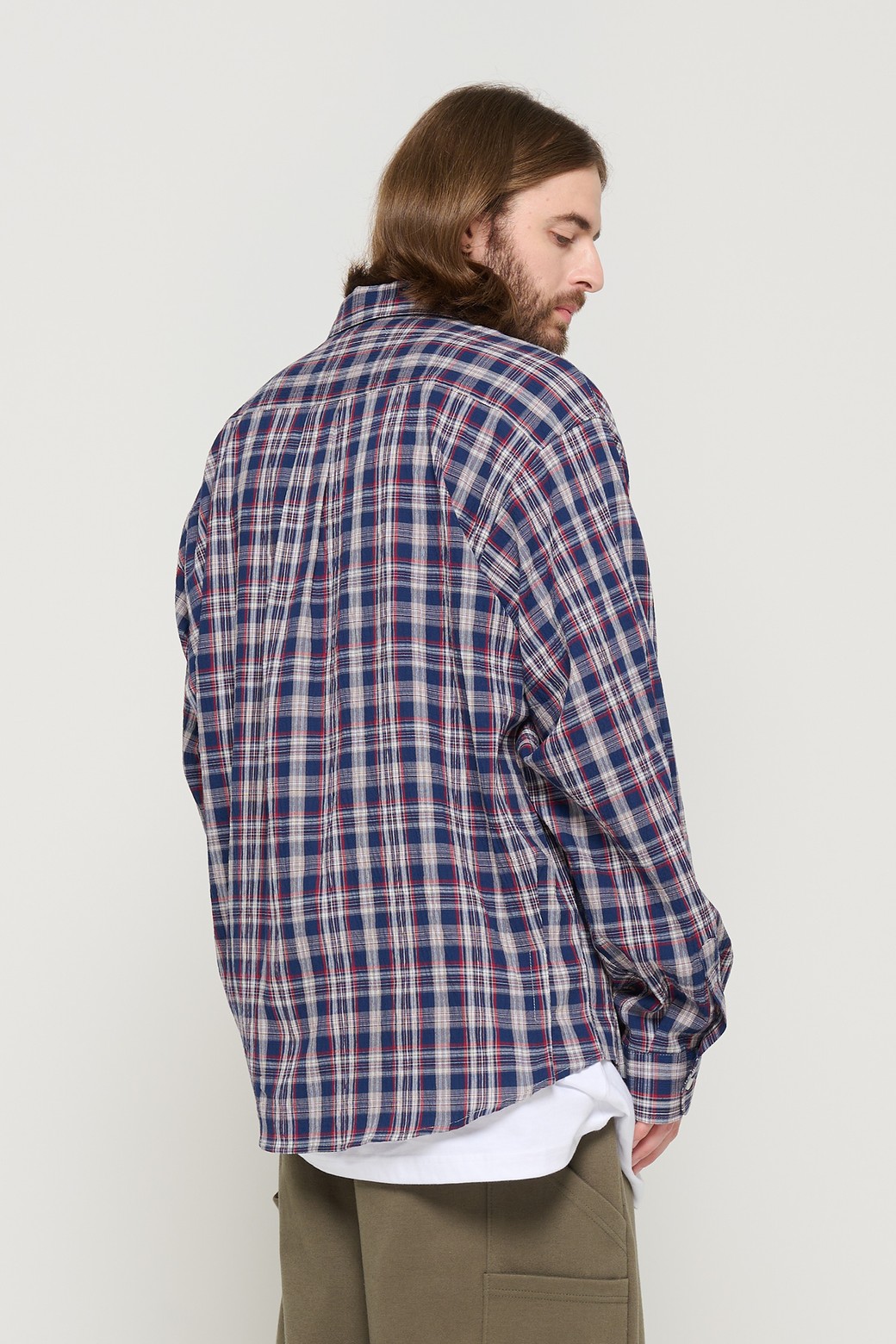CARGOBROS - 긴팔셔츠 - TWO-POCKET SEERSUCKER OVER SHIRT (NAVY)