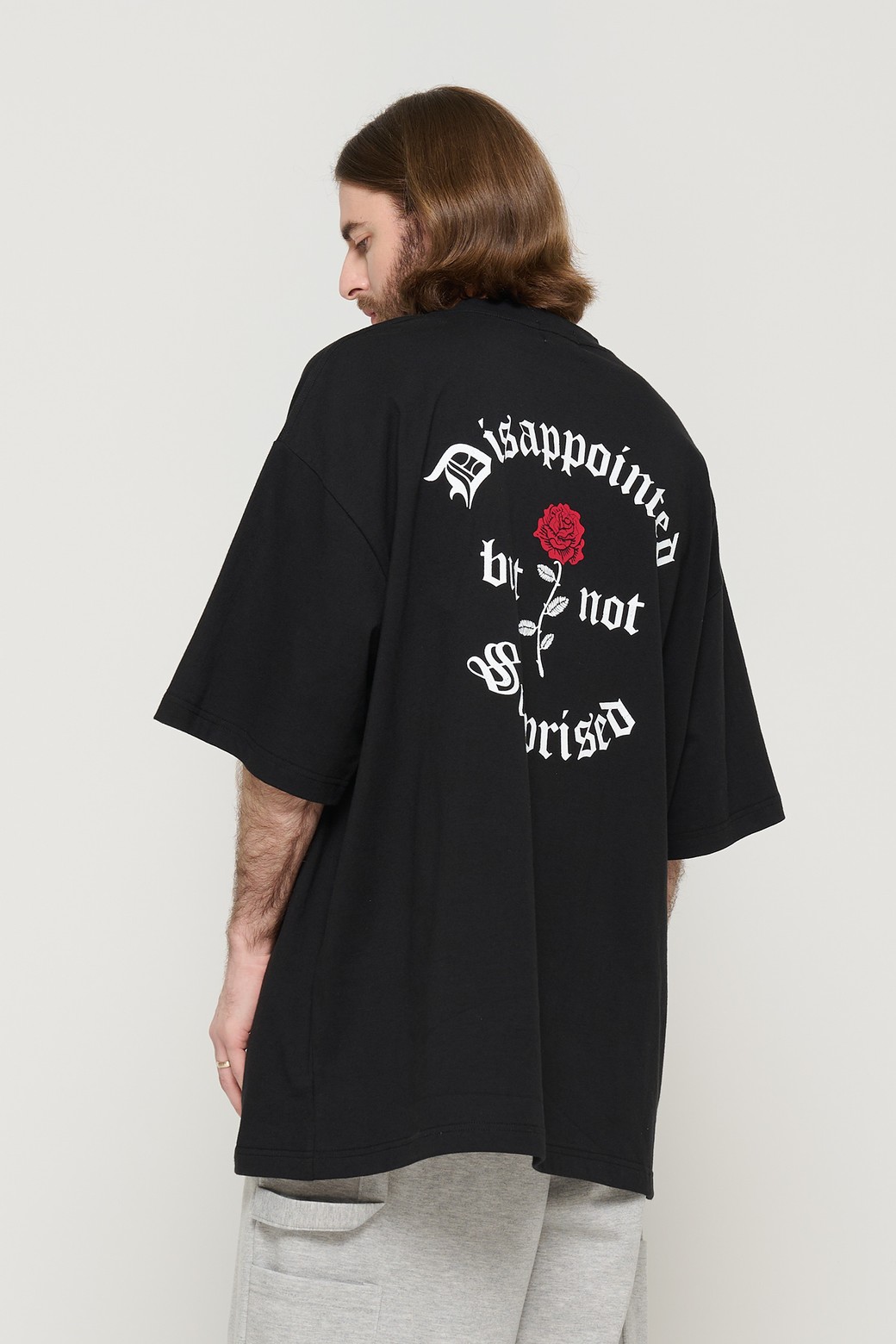 CARGOBROS - 반팔티셔츠 - ROSE BACKPRINTING OVERBOX SHORT SLEEVE (BLACK)