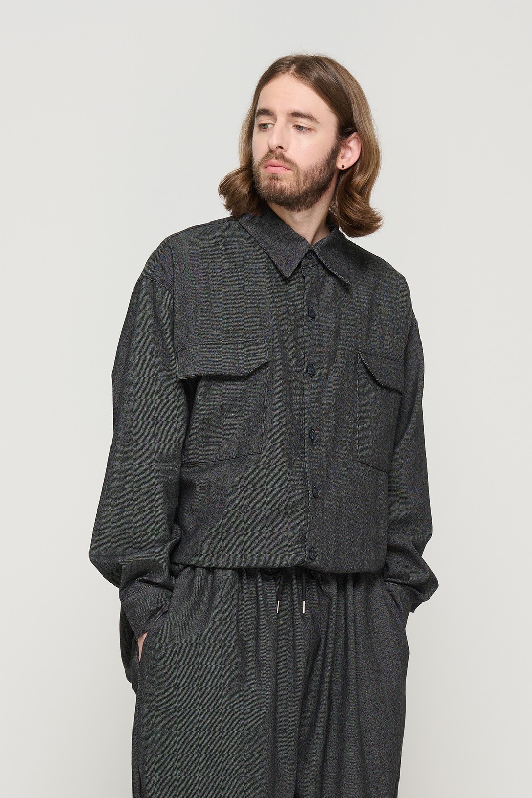 CARGOBROS - 긴팔셔츠 - NONFADE POCKET OVERSIZED SHIRT (BLACK)