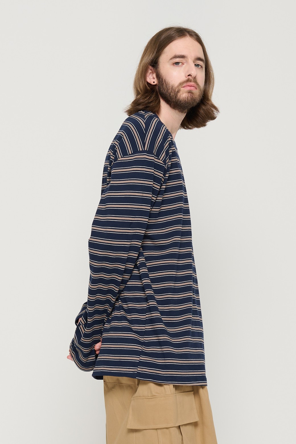 CARGOBROS - 긴팔티셔츠 - CITY OVER STRIPE T-SHIRT (NAVY)