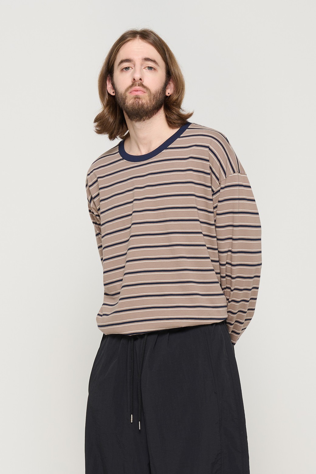 CARGOBROS - 긴팔티셔츠 - CITY OVER STRIPE T-SHIRT (BROWN)