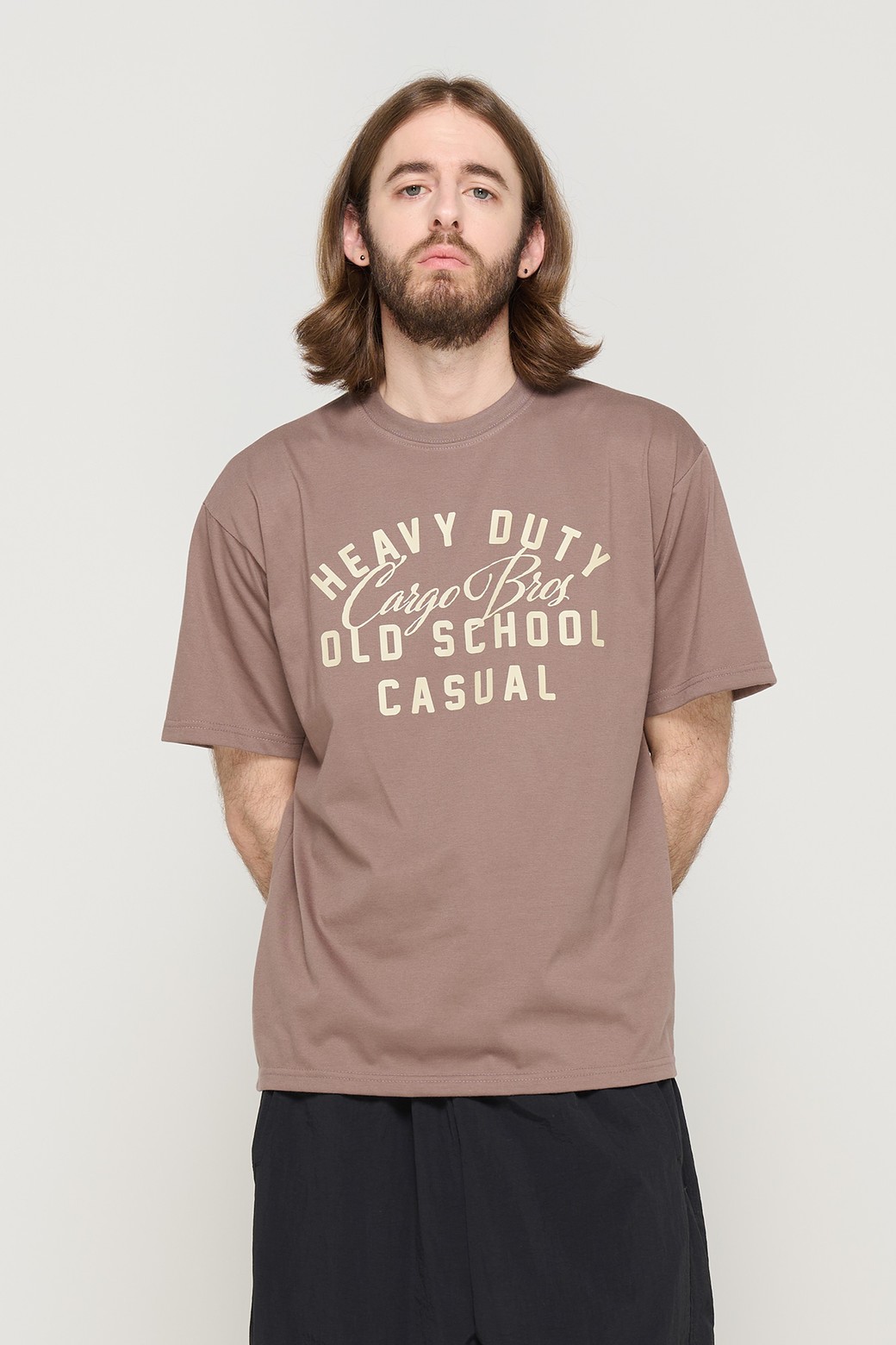 CARGOBROS - 반팔티셔츠 - OLD SCHOOL LOGO OVER SHORT SLEEVE T-SHIRT (MOCHA)