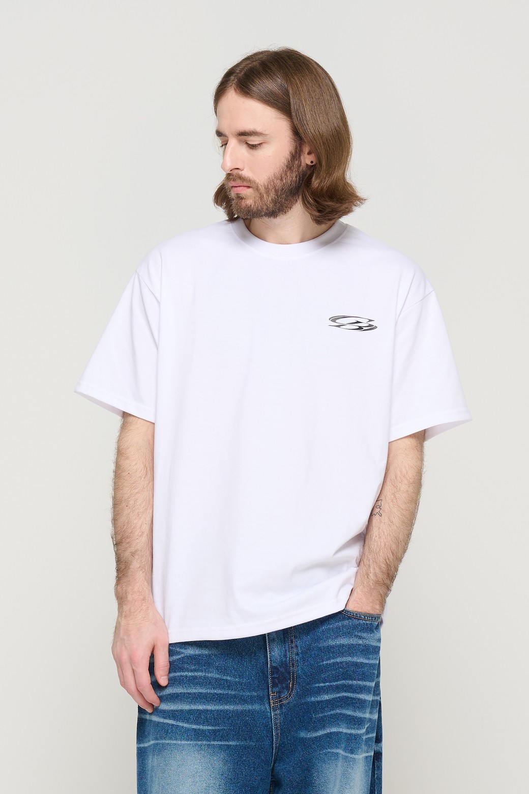 CARGOBROS - 반팔티셔츠 - CIRCLE SMALL LOGO OVER SHORT SLEEVE T-SHIRT (WHITE)