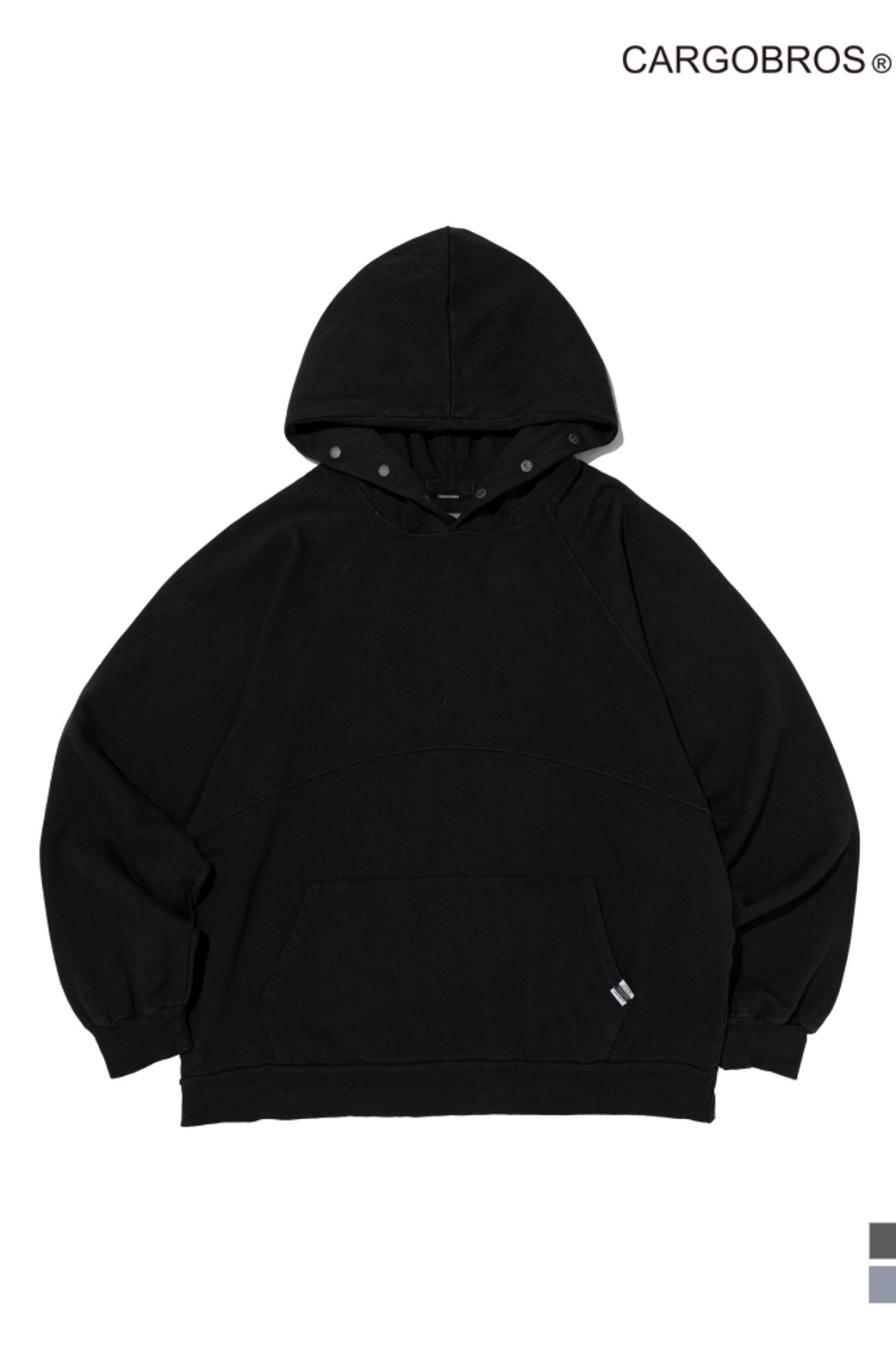CARGOBROS - 후디 - PIGMENT POINT OVER HOODED T-SHIRT (CHARCHOL)