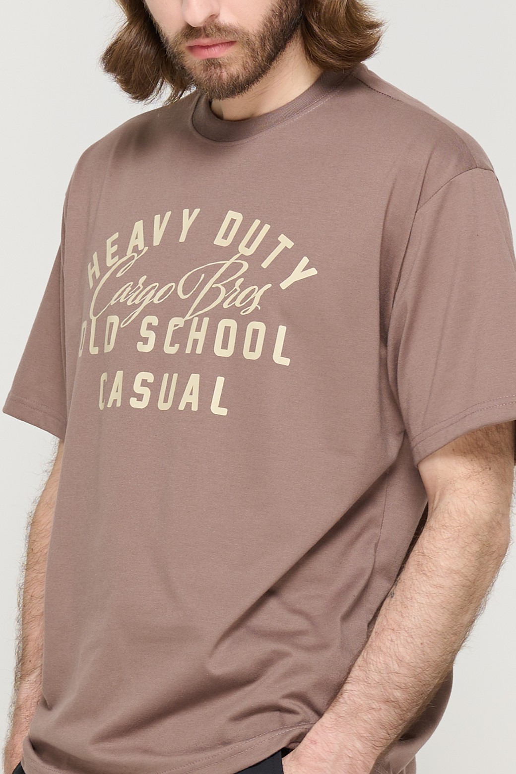 CARGOBROS - 반팔티셔츠 - OLD SCHOOL LOGO OVER SHORT SLEEVE T-SHIRT (MOCHA)