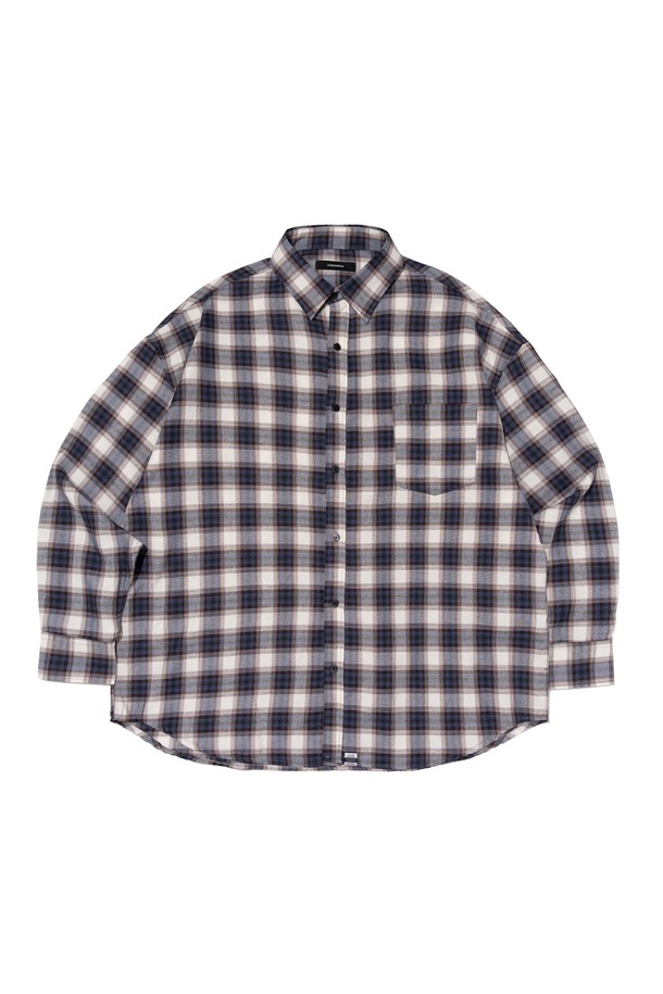 CARGOBROS - 긴팔셔츠 - VINTAGE POCKET OVERSIZED CHECK SHIRT (NAVY)