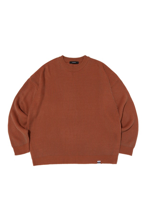 CARGOBROS - 스웨터 - PEELING TWO-TONE OVER ROUND KNIT (CAMEL)