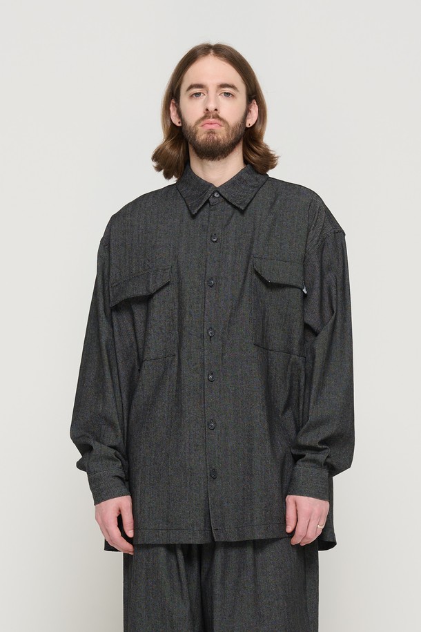 CARGOBROS - 긴팔셔츠 - NONFADE POCKET OVERSIZED SHIRT (BLACK)