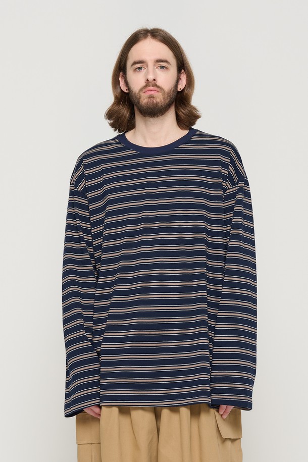 CARGOBROS - 긴팔티셔츠 - CITY OVER STRIPE T-SHIRT (NAVY)