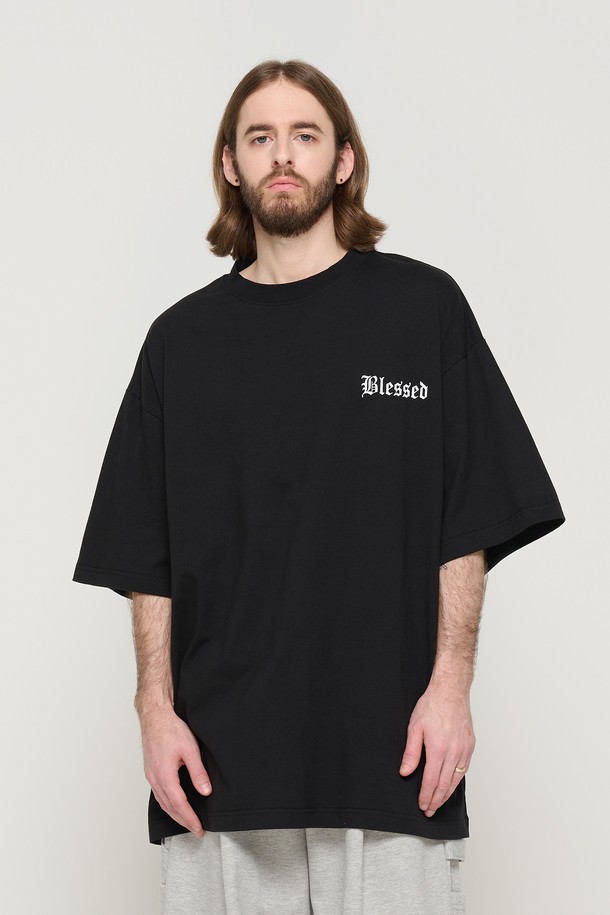 CARGOBROS - 반팔티셔츠 - ROSE BACKPRINTING OVERBOX SHORT SLEEVE (BLACK)