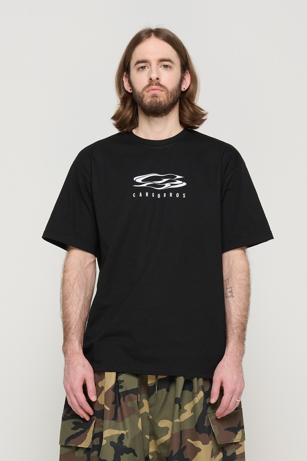 CARGOBROS - 반팔티셔츠 - CIRCLE LOGO OVERSIZED SHORT SLEEVE T-SHIRT (BLACK)