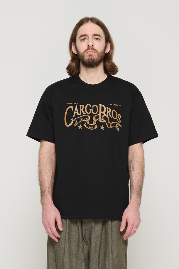 CARGOBROS - 반팔티셔츠 - RIBBON BROS OVER SHORT SLEEVE T-SHIRT (BLACK)
