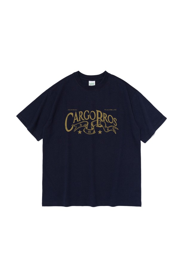 CARGOBROS - 반팔티셔츠 - RIBBON BROS OVER SHORT SLEEVE T-SHIRT (NAVY)
