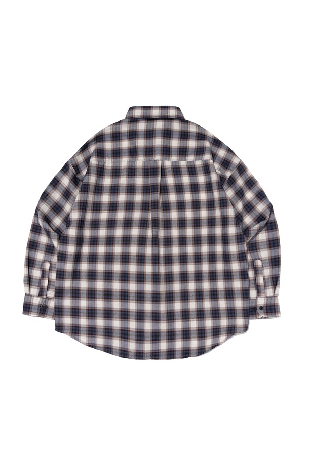 CARGOBROS - 긴팔셔츠 - VINTAGE POCKET OVERSIZED CHECK SHIRT (NAVY)