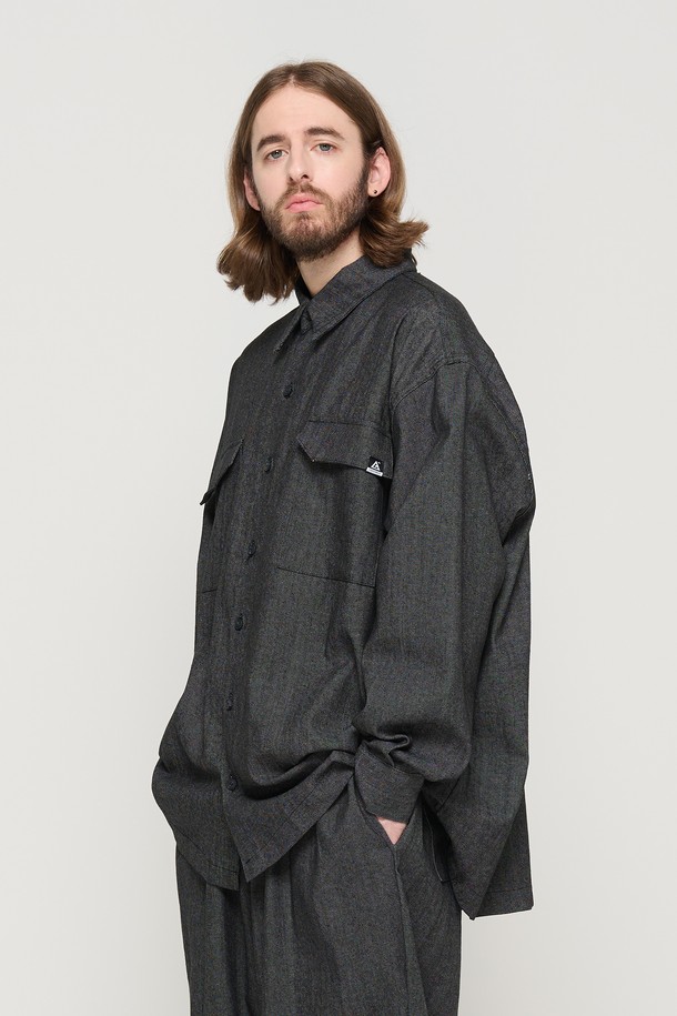 CARGOBROS - 긴팔셔츠 - NONFADE POCKET OVERSIZED SHIRT (BLACK)