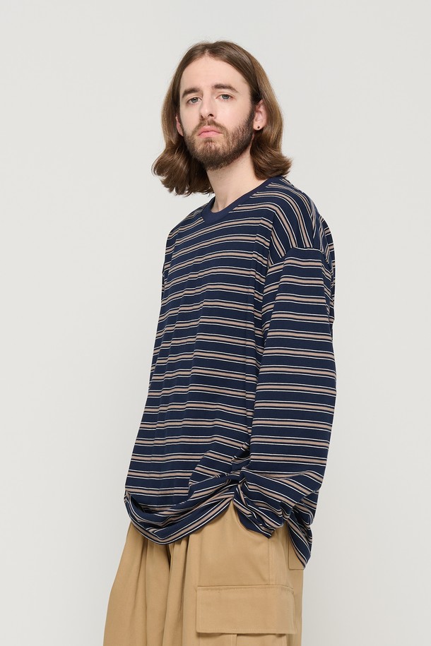 CARGOBROS - 긴팔티셔츠 - CITY OVER STRIPE T-SHIRT (NAVY)
