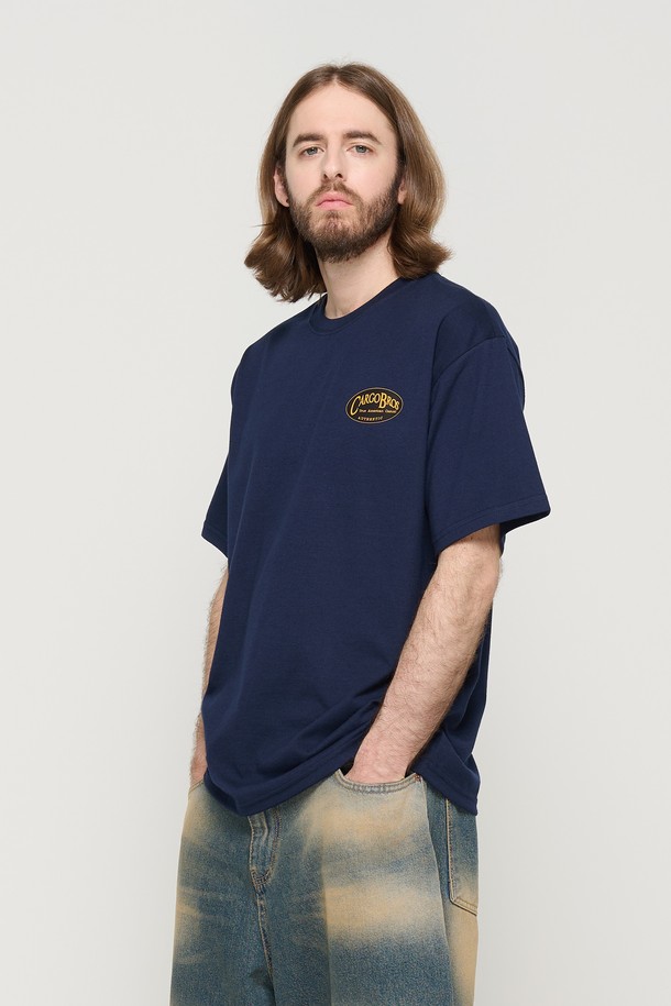 CARGOBROS - 반팔티셔츠 - SMALL LOGO OVER SHORT SLEEVE T-SHIRT (NAVY)