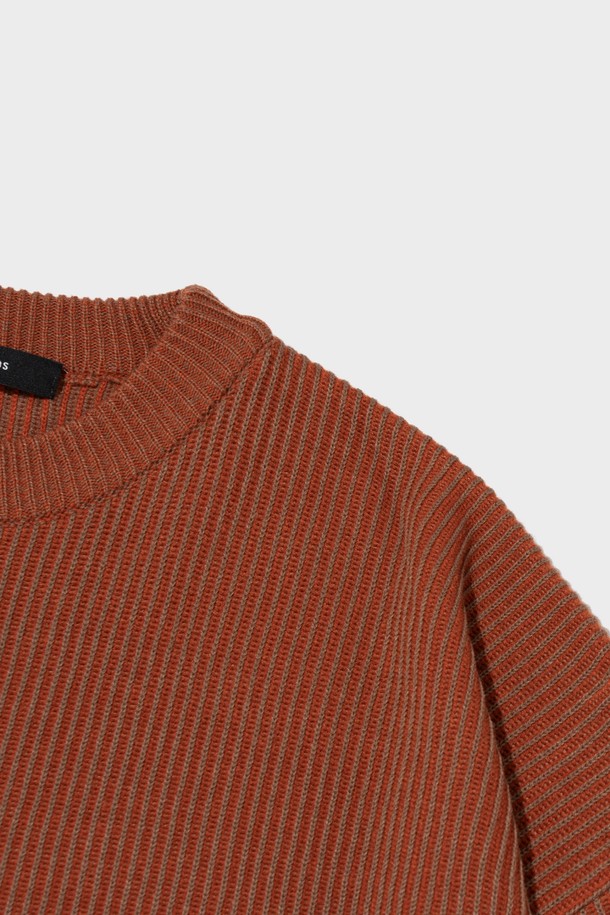 CARGOBROS - 스웨터 - PEELING TWO-TONE OVER ROUND KNIT (CAMEL)